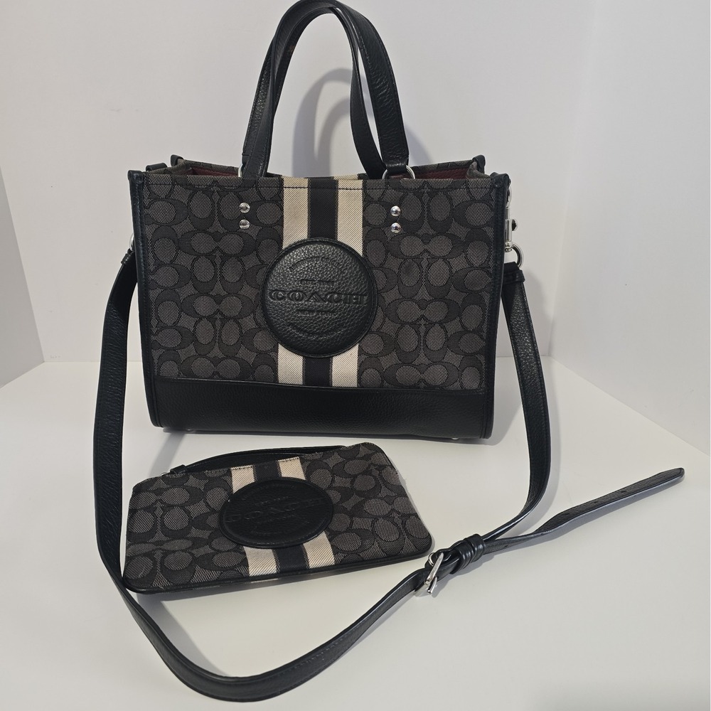 COACH Logo Black 2way Hand Bag Shoulder Bag & Wristlet Rare